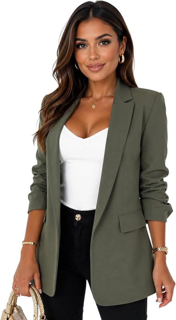 img-51832be322e9fd56d1f3 Ruched Sleeve Lined Blazer