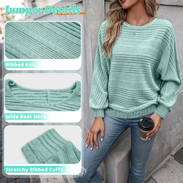 Ribbed Knitted Batwing Jumper