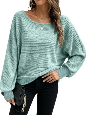 Ribbed Knitted Batwing Jumper
